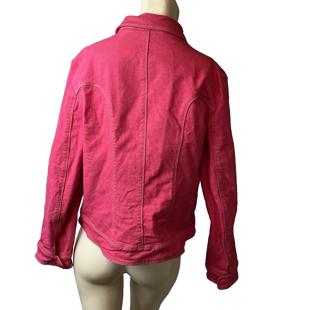 Orvis Women's Jacket Size 12 Hot Pink Denim Cotton Spandex Full Zip Coat - Picture 3 of 13